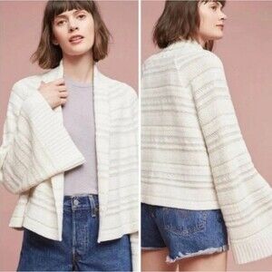 Anthropologie MOTH Mahalia Kimono Flair Sleeve Cream Open Front Cardigan Medium